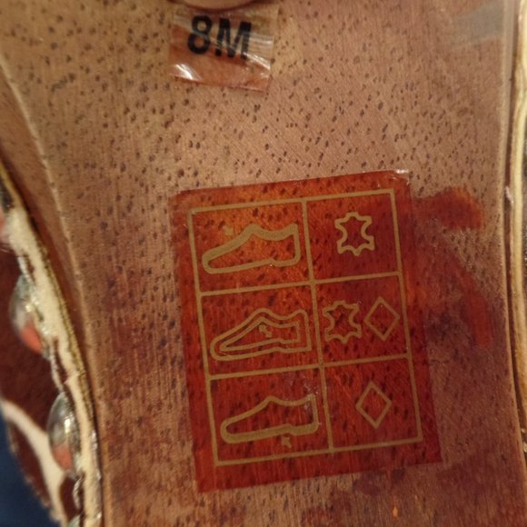 Michael  Kors Nailhead Trim Calf Hair Wood Heels Bold Stitching Mules Clogs Sz 8 - Picture 9 of 15